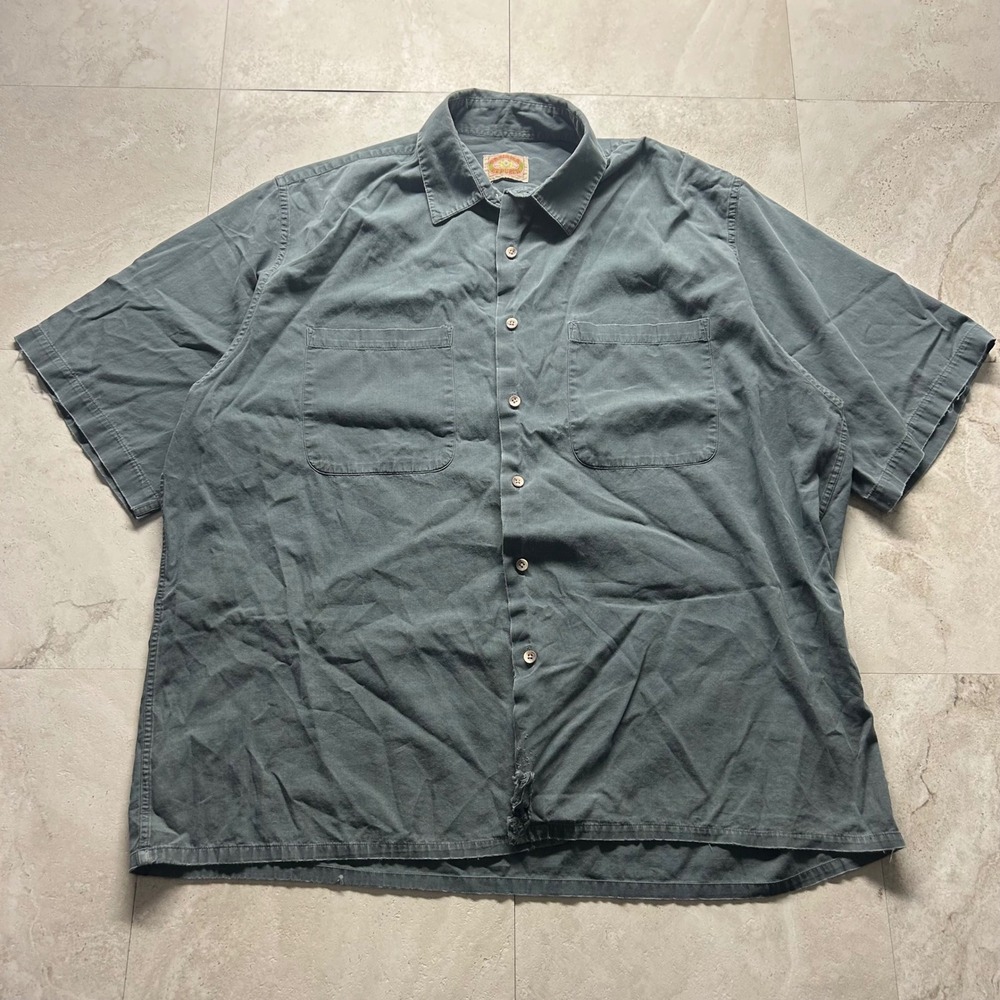 Banana Republic Vintage Short Sleeve Button Down Shirt Gray Mens 2XL Distressed